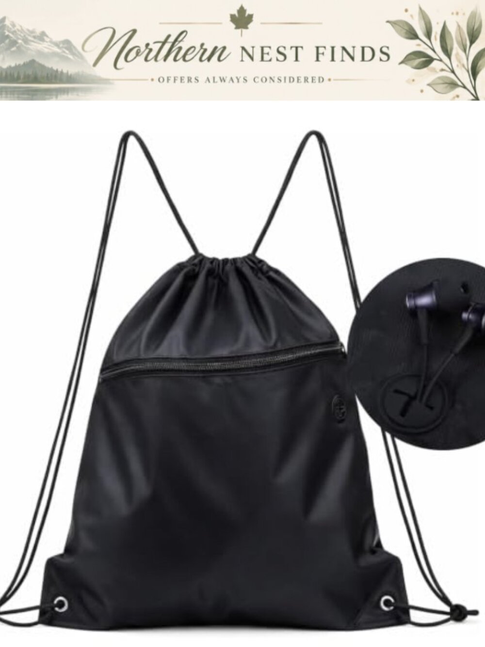 Waterproof Drawstring Backpack Gym Sackpack with Side Pocket